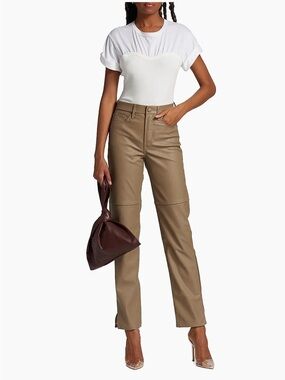 Good American Better Than Leather Good Boy Pants in Warm Caramel NWT